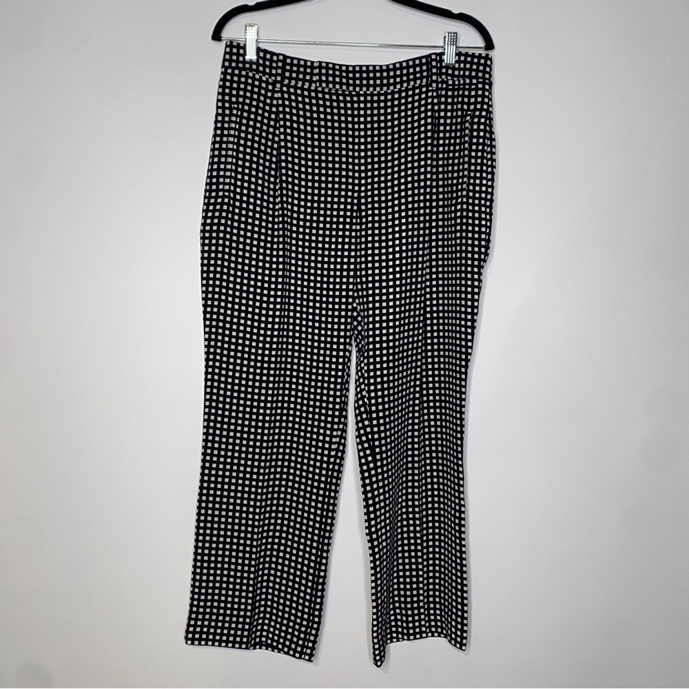 Equipment Silk Black & White Check Grid High Rise Cropped Trouser Pants Size 12